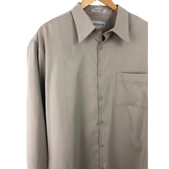Alfani Mens Size Large Light Brown Long Sleeve Button Up Collared Shirt - Picture 3 of 9
